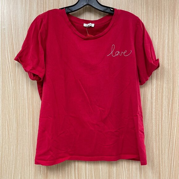 Ella Moss Red Embroidered T-shirt Size L - Picture 1 of 5